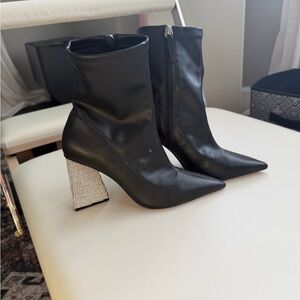 Schutz Ankle Boots with Rhinestone Heel